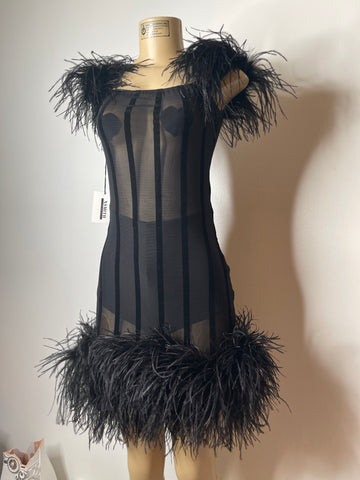 See Thru You Dress with Ostrich Feathers (PRE-ORDER)